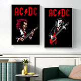 AC_DC Band Canvas Art Retro Posters Wall Art Picture Print Canvas Painting for Modern Club Bar Living Room Home Decoration Mural