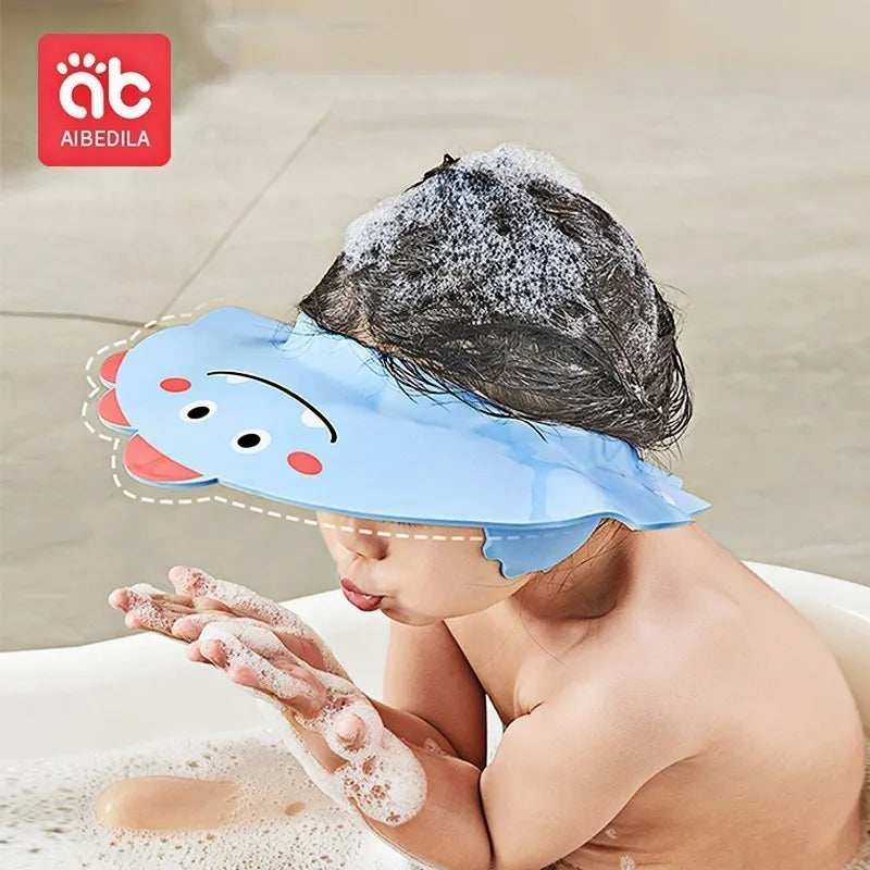 AIBEDILA Babies Waterproof Shower Cap Children's Bath Ear Protection Water Blocking Baby Care Products Bath Goods Items AB9002