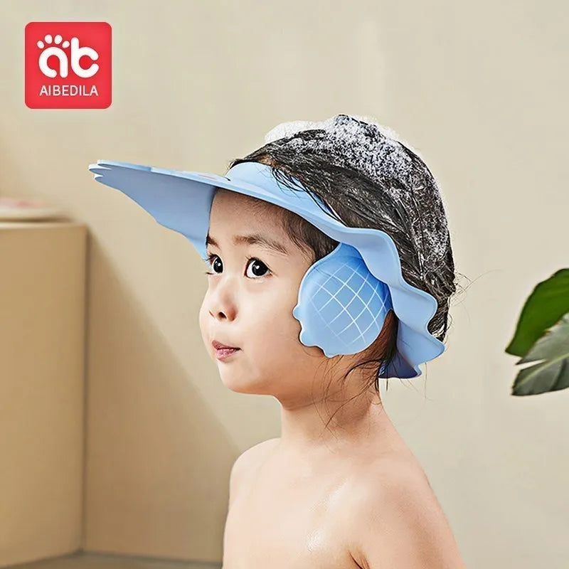 AIBEDILA Babies Waterproof Shower Cap Children's Bath Ear Protection Water Blocking Baby Care Products Bath Goods Items AB9002