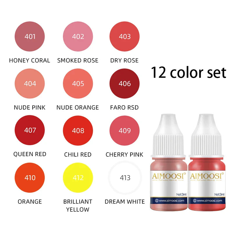 AIMOOSI 3ml Tattoo Ink Permanent Microblading Paint Inks Pigment Semi Makeup Eyebrows Lips Tint Consumables Tattoo Supplies