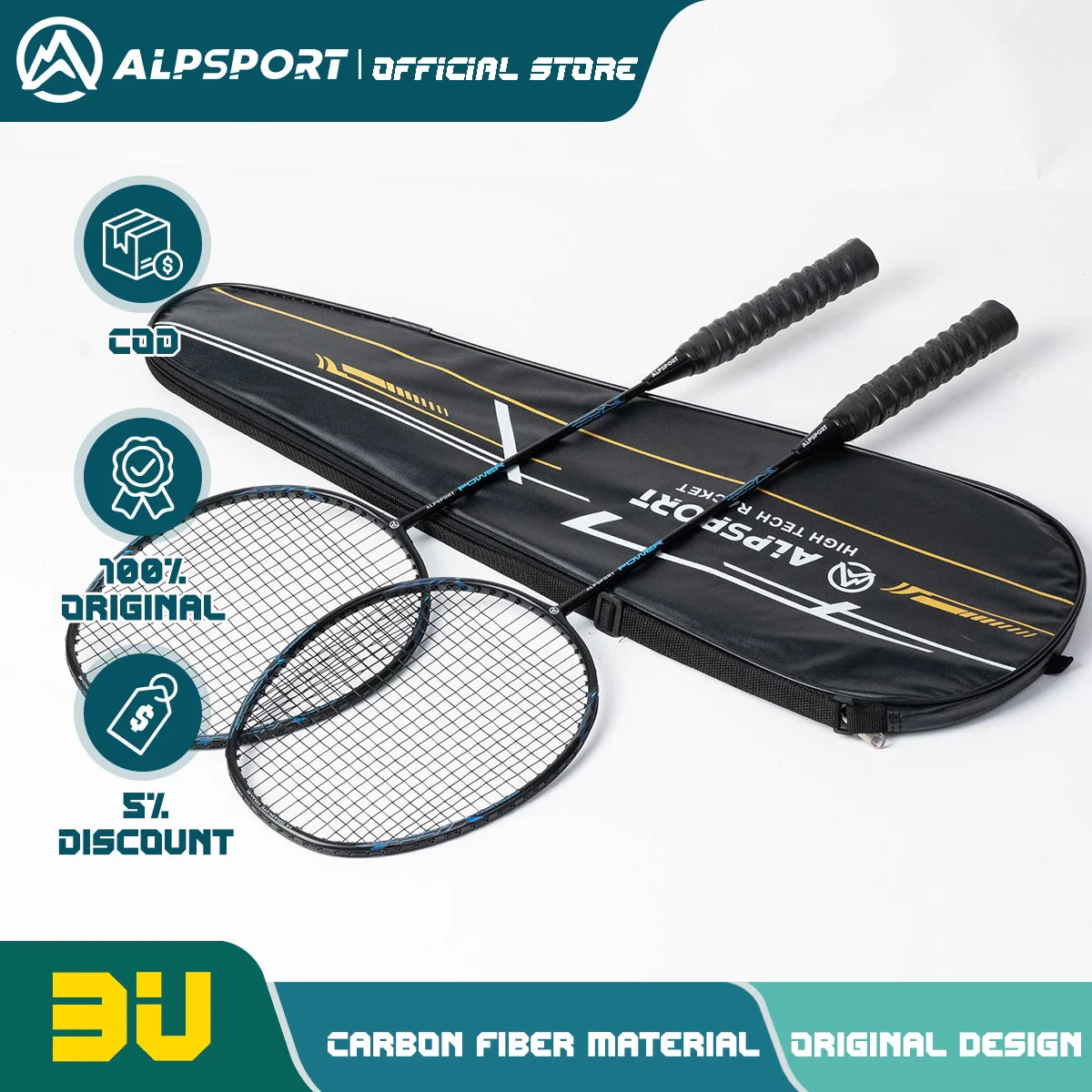 ALP Power 2psc/lot 3U Ultra Lightweight 85g G4 Badminton Racket T700 Attack 100% Full Carbon Training Equipment