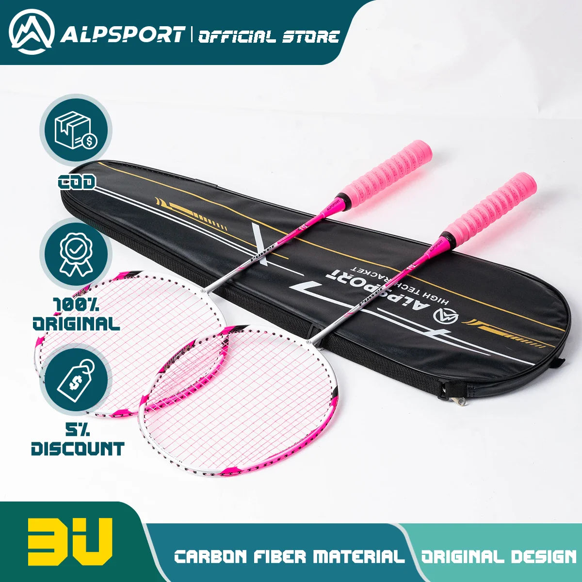 ALP Power 2psc/lot 3U Ultra Lightweight 85g G4 Badminton Racket T700 Attack 100% Full Carbon Training Equipment