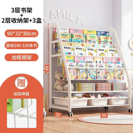 AOLIVIYA  Bookshelf Home Simple Iron Floor Shelf Children's Baby Magazine Painting Book Newspaper Storage Rack