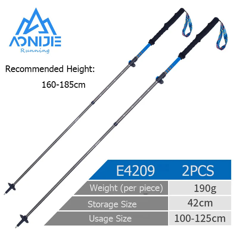 AONIJIE E4201 Lightweight Folding Collapsible Quick Lock Trekking Pole Hiking Pole Trail Running Walking Stick Carbon Fiber