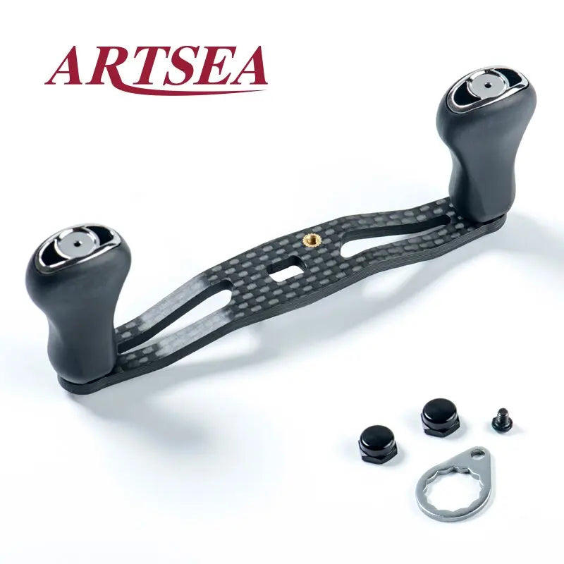 ARTSE 2023 Refit 3K Carbon Fiber Fishing Reel Handle Rocker Light Weight 20g Rubber Knob For DAIWA or SHIMANO Baitcasting Reel