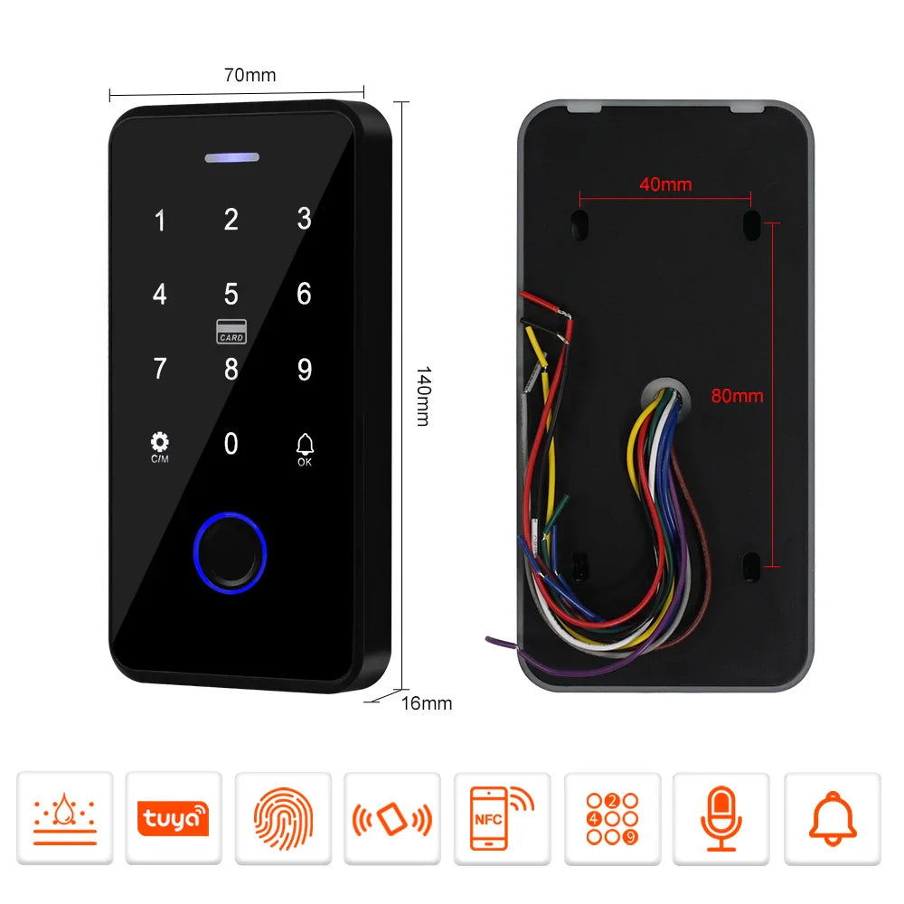 Bluetooth Tuya APP Door Access Control System Kit Waterproof RFID Keypad NFC Fingerprint, 180KG Electric Magnetic Strike Locks