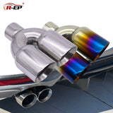 Car Double Outlet 63MM Exhaust Muffler Tip Universal 2.5inch Inlet 89/101mm Outlet Stainless Steel Double Wall for Golf BMW