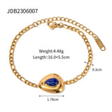 Uworld Natural Stone lapis lazuli Pearl Handmade Stainless Steel 18K Link Bracelet Bangle Fashion Trendy Charm pulseras mujer