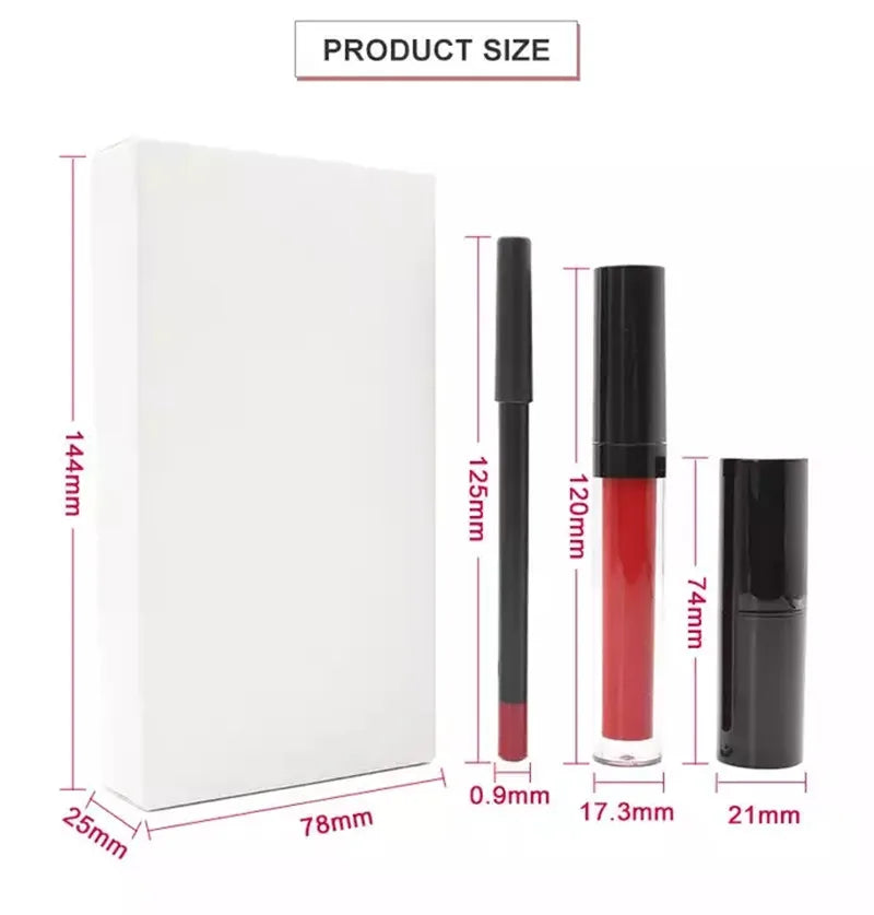 Make You Own Brand Wholesale Cosmetic Lip Kit Liquid Matte Lipstick With Customized Logo No Labels Lip Liner