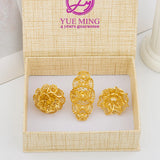 Italian Gold Plated Jewelry Set Unique Finger Ring Women Big Style Flower Elegant Rings Jewellery Sets Adjustable Ring Gifts