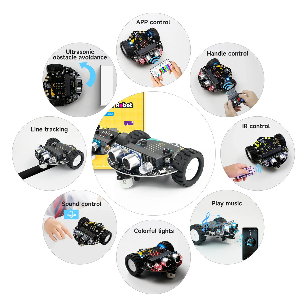 Yahboom Microbit Car Programmable Toys Coding Robotics for Microbit V2 V1 with Chargeable Battery CE RoHS for STEM Education