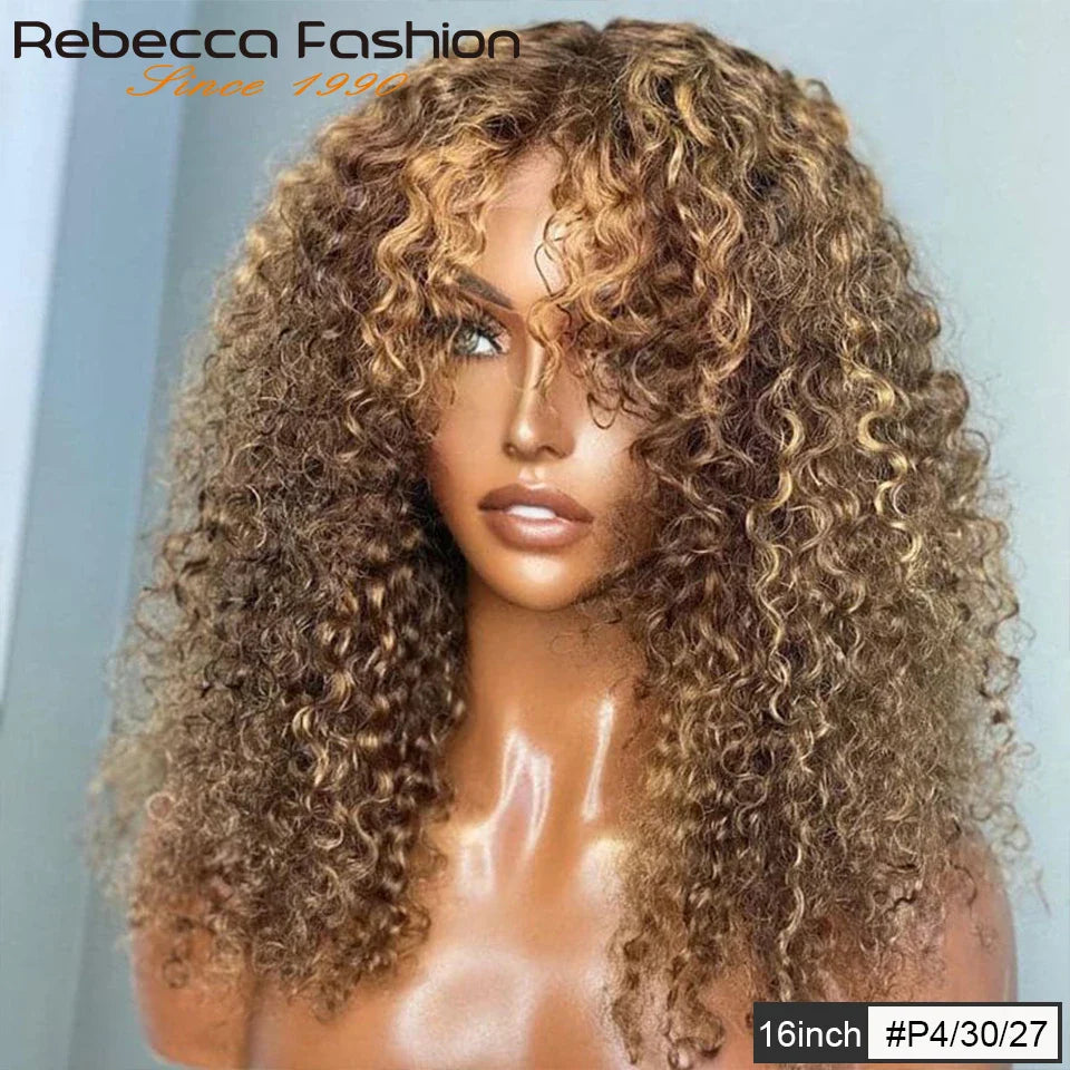 Jerry Curly Short Pixie Bob Cut Human Hair Wigs With Bangs Remy Curly Bob Wigs For Black Women Full Machine Made Wig #1B 1B/99J