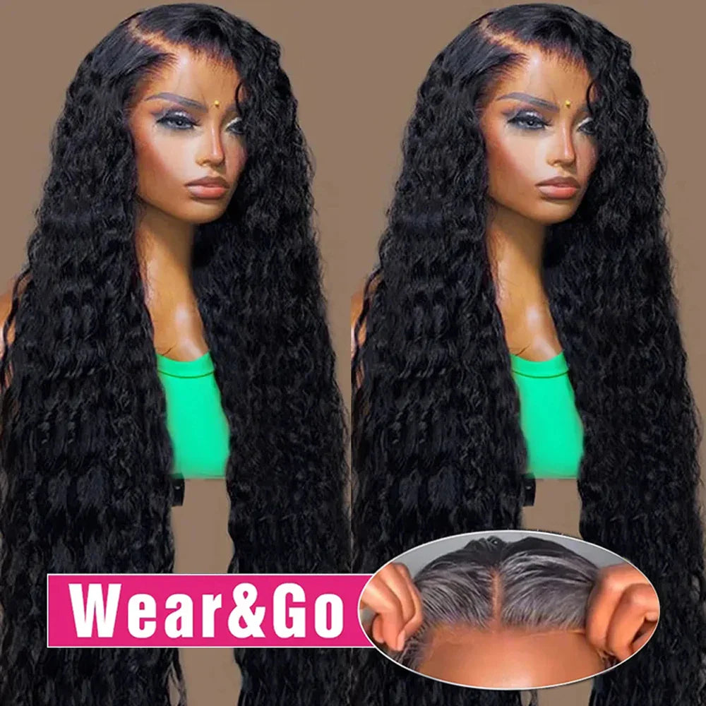 Glueless Wig Human Hair Ready To Wear Deep Wave 13x6 HD Lace Frontal Human Hair Wigs Curly Lace Front Human Hair Wig PrePlucked