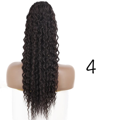 Synthetic Curly Ponytail Extensions Clip In Drawstring Ponytail Wig Long 26Inch Water Wave Afro Pony Tail Women Hairpiece False