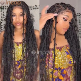 Butterfly Knotless Braids Full Hand Tied Hd Lace Box Braided Wig 36" Full Double Lace Front Square Knotless Locs Braided Wigs