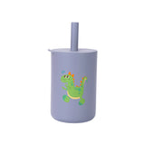 150ML Baby Silicone Cup with Exquisite Pattern Lid Portable Drink Straw Cup Children Leak-proof Feeding Grandma Bottle Cup