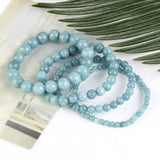 Natural Aquamarines Stone Bracelet Beads Jewelry Gift For Men Magnetic Health Protection Women Elastic Thread 6 8 mm