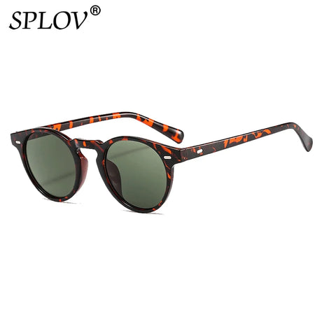 Vintage Round Sunglasses Men Women Brand Designer Fashion Black Leopard Green Shades AntiBlue Light Glasses Trendy Clear Eyewear