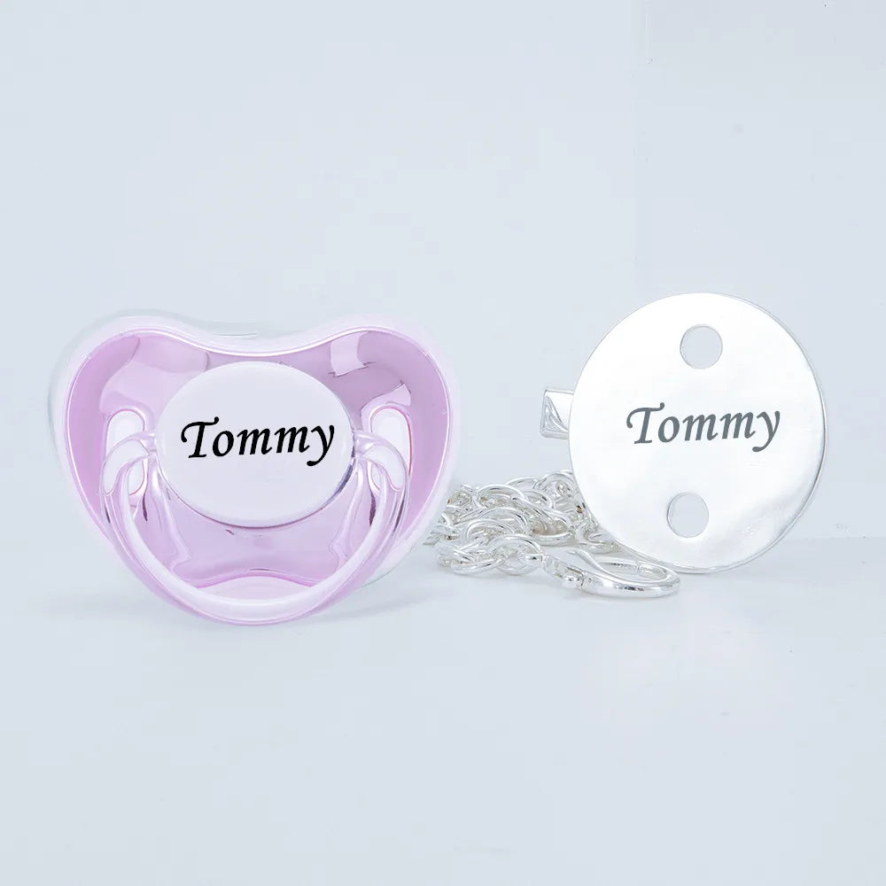 MIYOCAR personalized silver bling pacifier and full silver pacifier clip BPA free dummy unique design gift baby shower