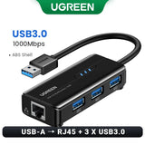 UGREEN USB Ethernet Adapter 1000/100Mbps USB3.0 HUB RJ45 Lan for Laptop PC Xiaomi Mi Box Macbook Windows USB-C HUB Network Card