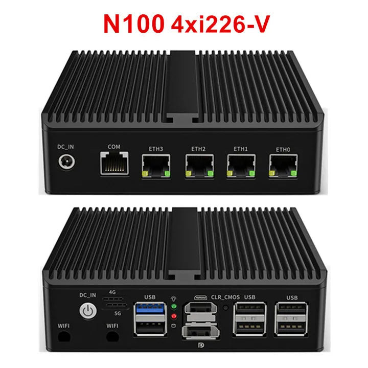 KingnovyPC Firewall Micro Appliance 4 Port i225/i226 2.5GbE LAN Fanless Mini PC N5105 N100 AES-NI VPN Router Openwrt Barebone