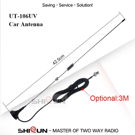 UT-106UV Radio Car Antenna BNC Magnetic Aerial Dual Band UHF VHF 400-520 Mhz 136-174 Mhz Walkie Talkie Accessories Motorola 4400