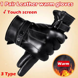 Winter Gloves For Men Leather Gloves Tactical Touchscreen Fleece Keep Warm Waterproof Driving Male Snowboard Outdoor Sport Glove