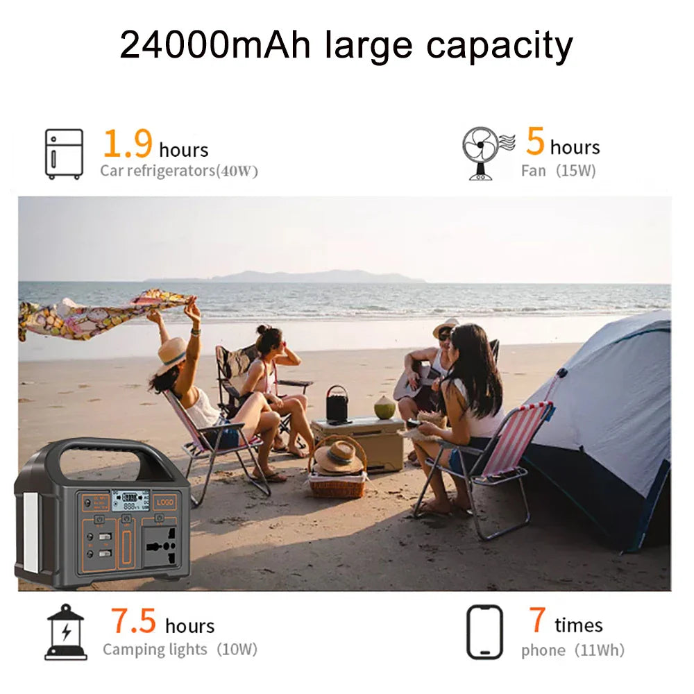 100W 24000mAh Power Bank 220V/110V Portable Power Station 76.8Wh  Solar Generator LiFePO4 Outdoor Energy For Camping Tent Travel