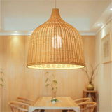 Classical Bamboo Weaving Chandelier Lamp Handmade Pendant Light Hanging LED Ceiling Fixtures Rattan Woven Home Bedroom Decors