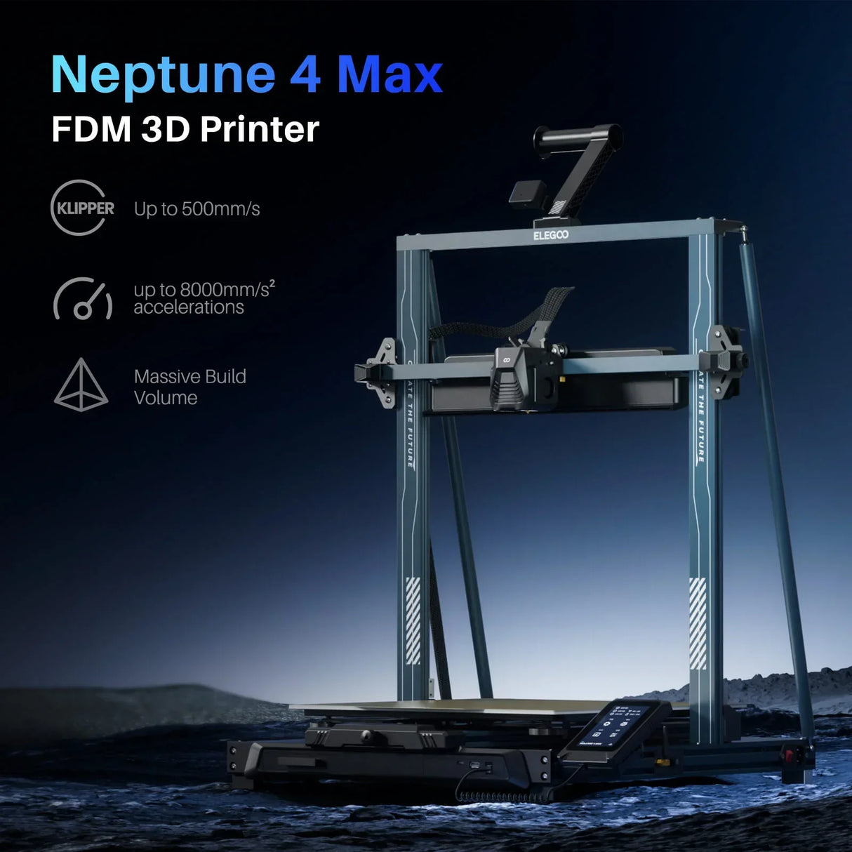 Elegoo Neptune 4 Max 3D Printer FDM 500 mm/s  Kipper Mainboard Wifi/Wlan/USB transfer  420*420*480mm