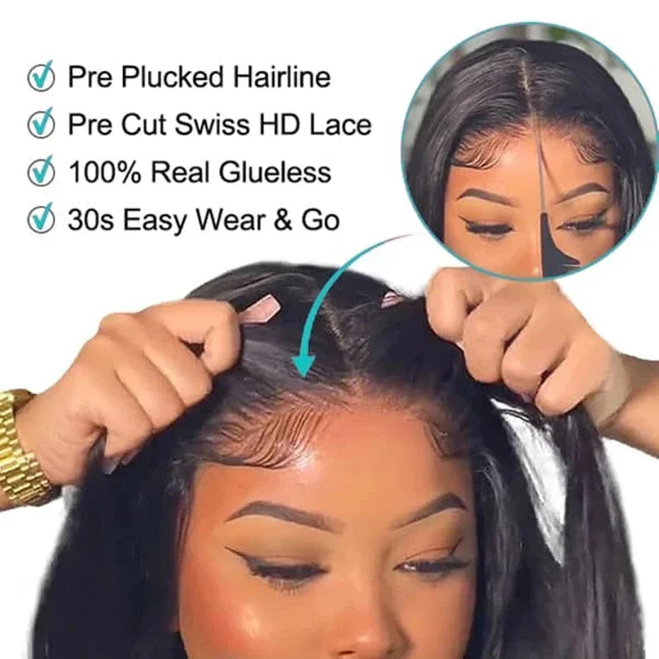 Upgraded 4X4 5X5 Closure Wigs For Women Wear Go Glueless Human Hair Pre Plucked Straight HD Lace Frontal Wigs For Beginners