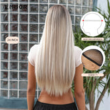 Emmor Long Platinum Blonde White Wig with Bang for Women Natural Straight Cosplay Wigs Heat Resistant Fiber Synthetic Hair