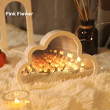 Creative DIY Cloud Shape Tulip LED Atmosphere Night Light Photo Mirror Lamp Bedside Table Decor Girl Room Handmade Birthday Gift