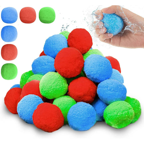 Set of 50 Water Bombs Splash Balls Reusable Splash, Trampoline Water Balloon for Children, Plush Balls, Water Bomb