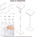 Acrylic Podium Stand Angle Adjustable Modern Lecterns & Pulpits for Classroom Concert Church Speech Easy Assembly Metal Base Cle