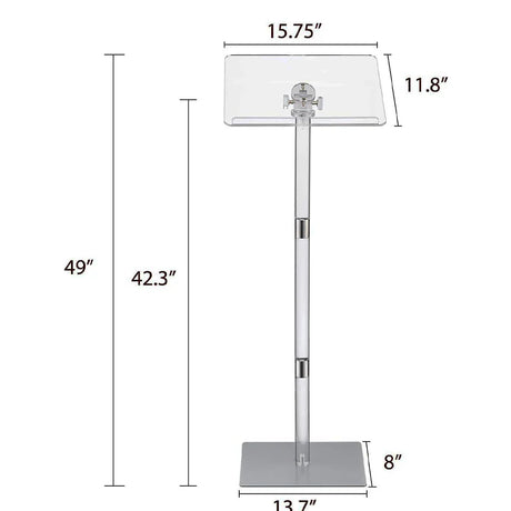 Acrylic Podium Stand Angle Adjustable Modern Lecterns & Pulpits for Classroom Concert Church Speech Easy Assembly Metal Base Cle