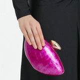 Acrylic egg shape clutch bag women designer evening party cute purse new rose shell handbag High Quality