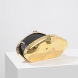 Acrylic shell shape clutch bag gold silver blue women evening party cute metal shiny purse handbag 2024 wholesale