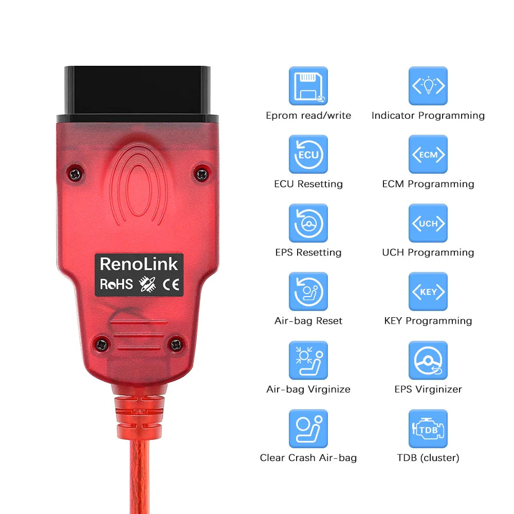 2023 New V1.99 Renolink OBD2 Diagnostic Interface For Re-nault/D-acia Vehicles ECU Programmer Airb`ag/Key Coding Multi-Function