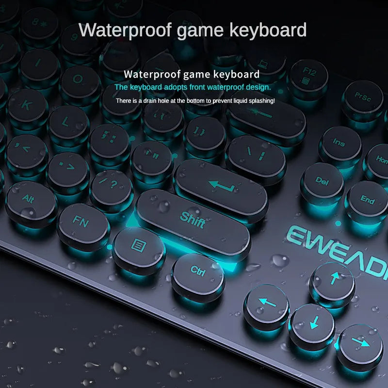 Cool Backlit Floating Button Design 104 Keys Waterproof And Dustproof Ergonomic Gamer Mouse And Keyboard And Headset Kit