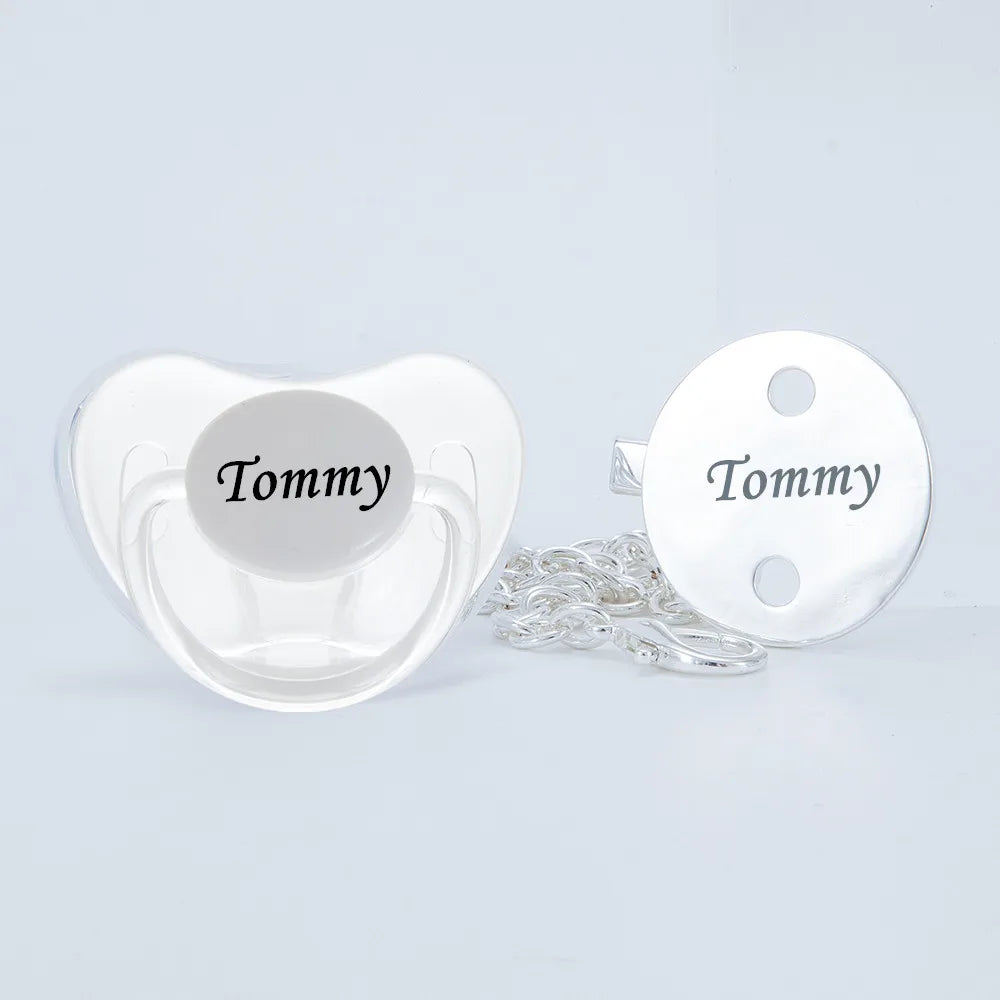 MIYOCAR personalized silver bling pacifier and full silver pacifier clip BPA free dummy unique design gift baby shower