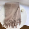 Winter Scarf Women Luxury Autumn Winter Cashmere Scarf Thickened Warm Shawl Classic Tassels Fluffy Scarf Solid Color Soft Shawl