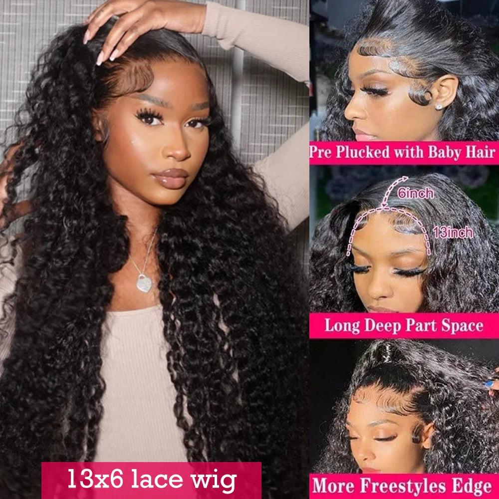 Deep Wave Glueless Wig Human Hair Ready To Wear And Go PrePlucked For Women Precut 13x6 Hd Frontal Curly Lace Front Wigs On Sale