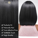 ELEMENT Elegant Part Front Lace Synthetic Wig Short Medium Straight Wavy Black Hair Wigs for Women Ladies Daily Party Natural