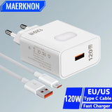 120W USB Charger Quick Charge QC3.0 USB C Cable Type C Cable For iPhone Huawei Samsung Xiaomi Mobile Phone Fast Charging Charger