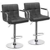 Adjustable Modern Faux Leather Bar Stools with Swivel, Set of 2,