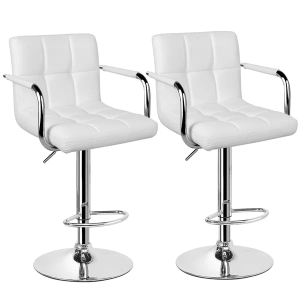 Adjustable Modern Faux Leather Bar Stools with Swivel, Set of 2,