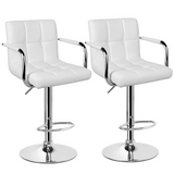 Adjustable Modern Faux Leather Bar Stools with Swivel, Set of 2,