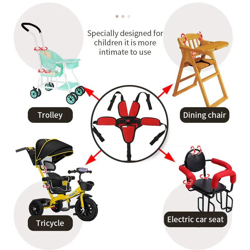 Adjustable five-point baby seat belt stroller stroller high chair dining chair child baby seat belt fixed belt seat belt