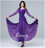 Adult Long Sleeve Lace Stitching Modern Dance Dress Dance Competition Big Skirt Dress Modern Dancing Clothes Practice